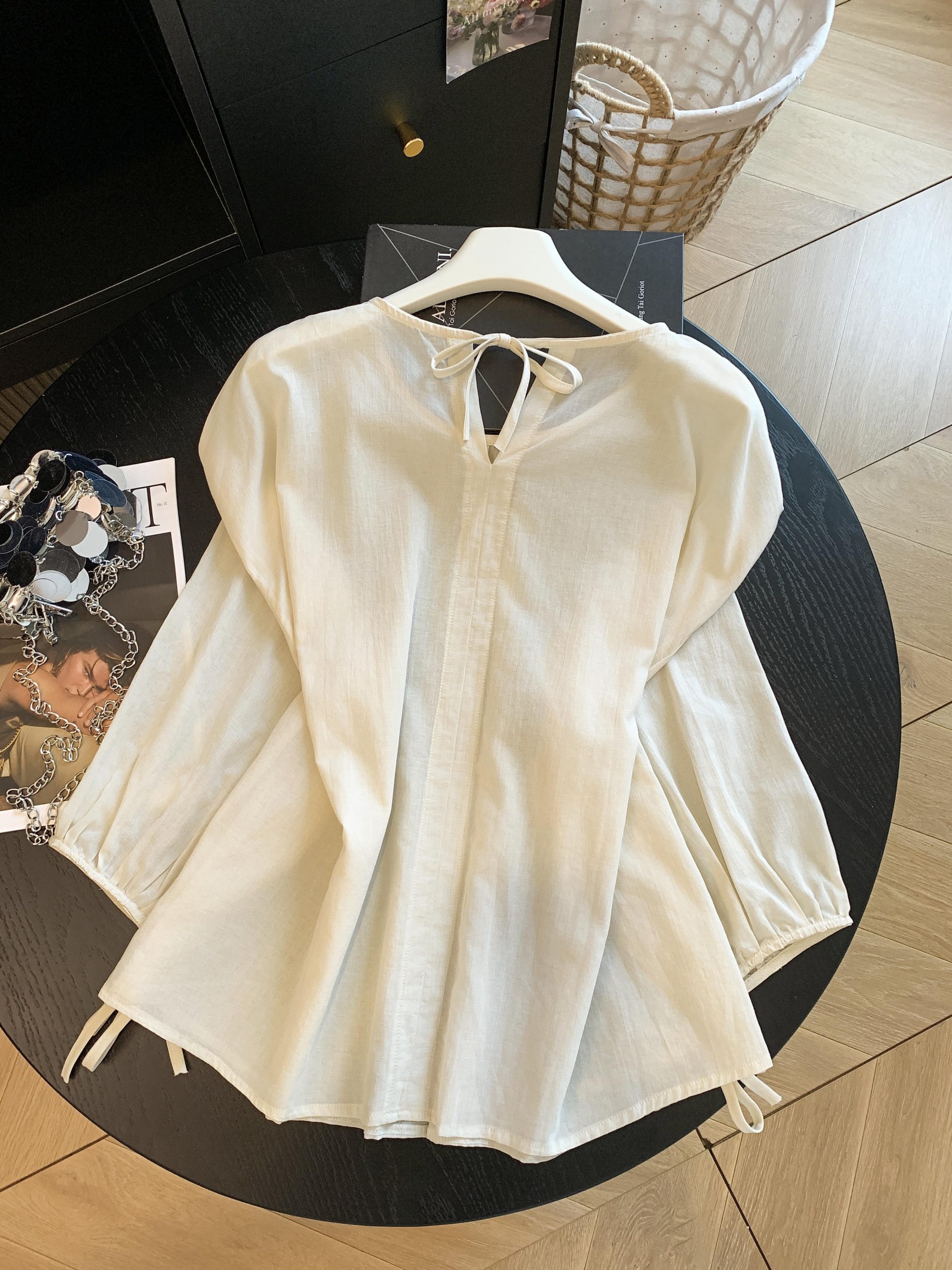 Korean Style Ramie Round Neck Lantern Sleeve Shirt Women Summer New Loose Slimming Sun Protection Blouse Top - Image 4