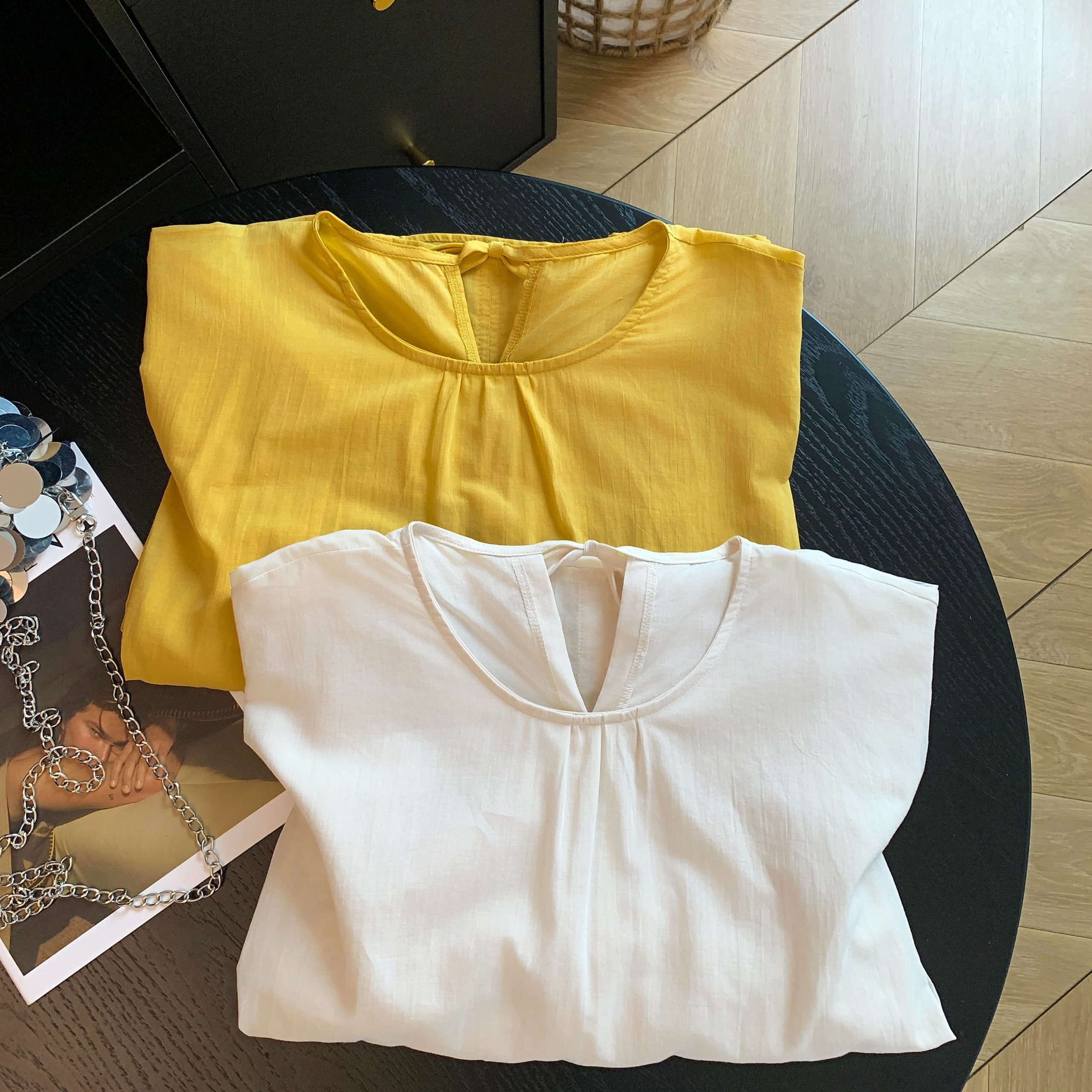 Korean Style Ramie Round Neck Lantern Sleeve Shirt Women Summer New Loose Slimming Sun Protection Blouse Top - Image 5
