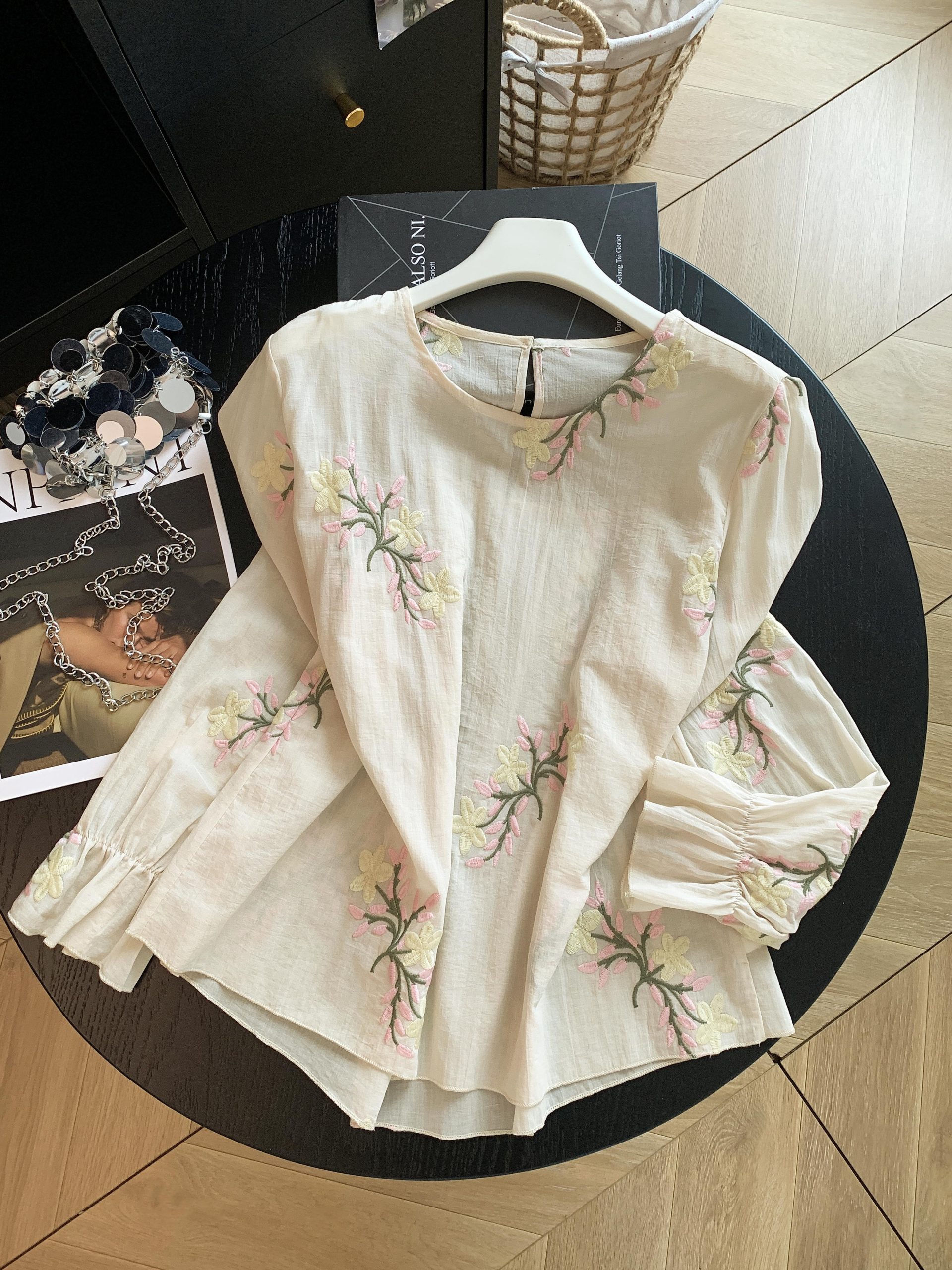 Embroidered Ramie Shirt Women's Vacation Loose Slimming Lightweight Sun Protection Top - Image 2